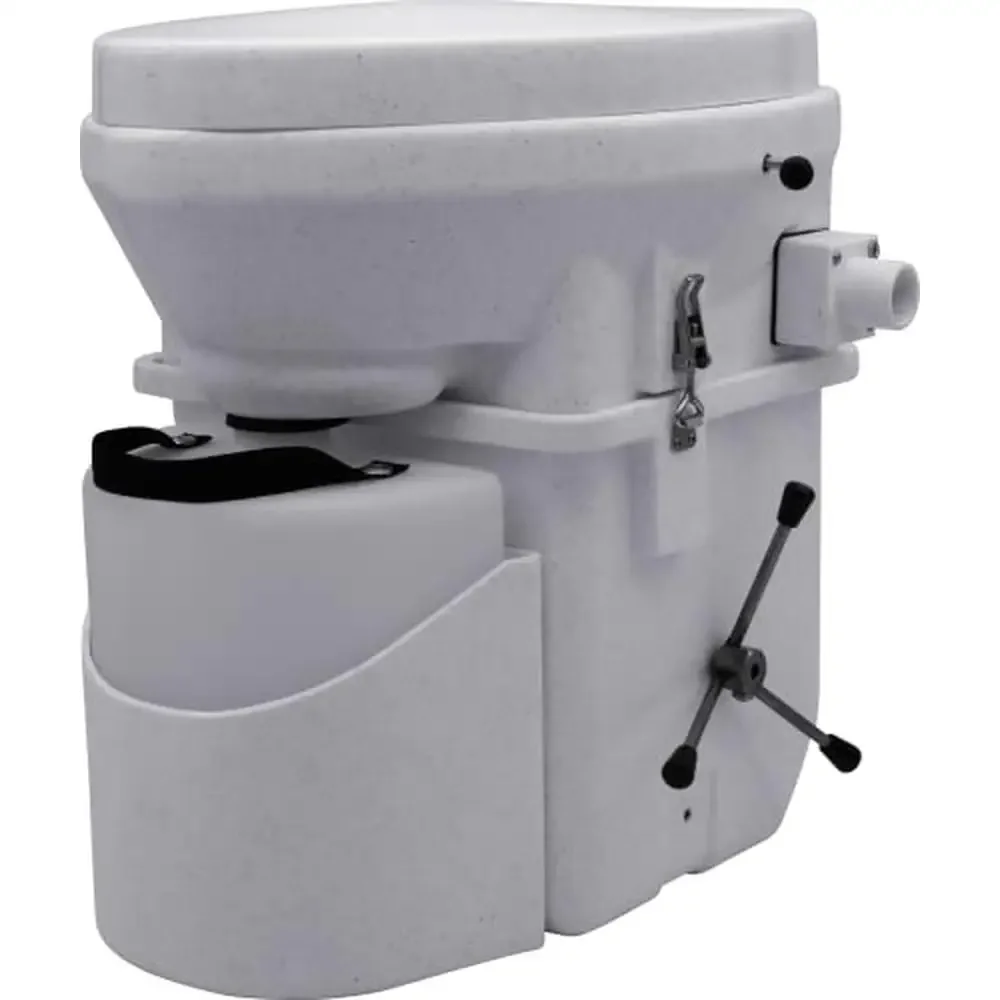 Composting Toilet Close Quarters Spider Handle Design Easy Install No Odor Huge Capacity Effective Empty White 20.98"D x 19.02"W 2