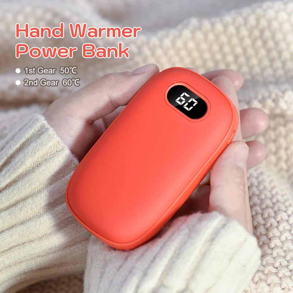 

Portable Hand Warmer Power Bank USB Rechargeable Electric Heating Treasure 2 Temp Levels Hand Warmers With Digital Display