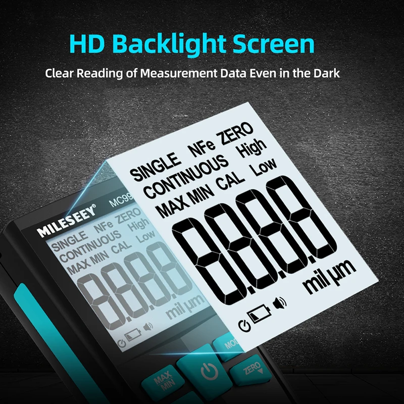 thumbnail image 2 of ERAY Paint Thickness Gauge - Digital Coating Meter With Backlight For Automotive & Industrial Use 2 of 13