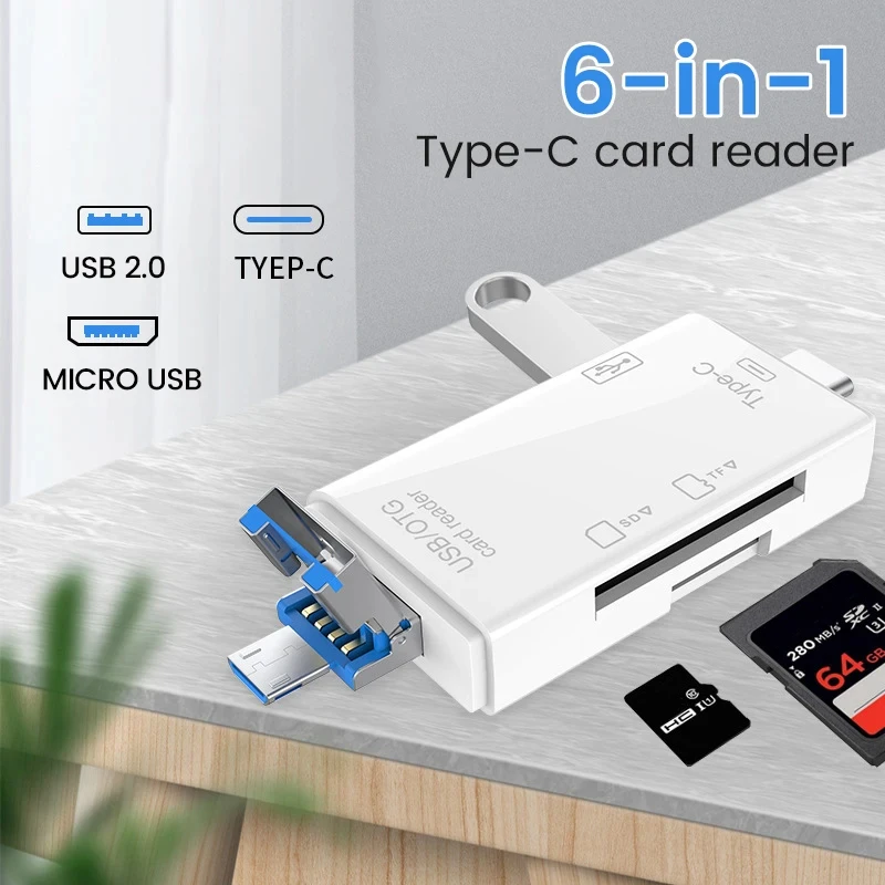 Card Reader NNBILI OTG SD TF Type C Micro sd 6 in1 USB 2.0 TF card USB flash drive Type C