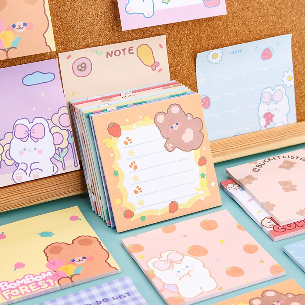 90 Sheets/Set Sticky Notes Self-adhesive Memo Pad Colored Flower Funny Sticky Notes Planner School Office Supplies Stationery 30 sheets fallen leaves notes self stick notes memo pad schedule self adhesive memo pad sticky notes bookmark planner stickers