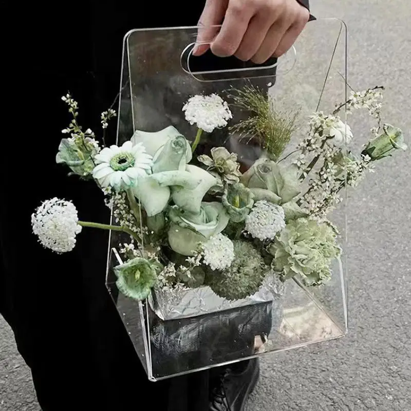 Transparent Flower Bags Handheld Vase Acrylic Flower Basket High-End Transparent Floral Arrangement Clear Modern Decorative Vase 2