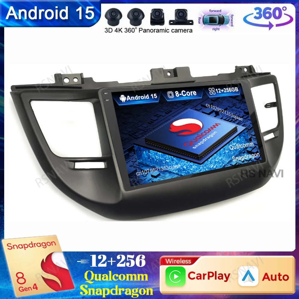 Android 15 Autoradio Für Hyundai Tucson IX35 3 2015 2016 2017 2018 Multimedia Drahtlose Carplay Auto Qualcomm QLED Navigation DSP