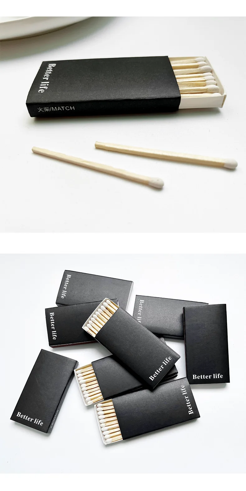 Description Picture 6 of item10pcs/pack Classic Black and White Box Matches for Smoking Cigarette Accessories Long Match Moxibustion Cigar 55mm 15 Sticks