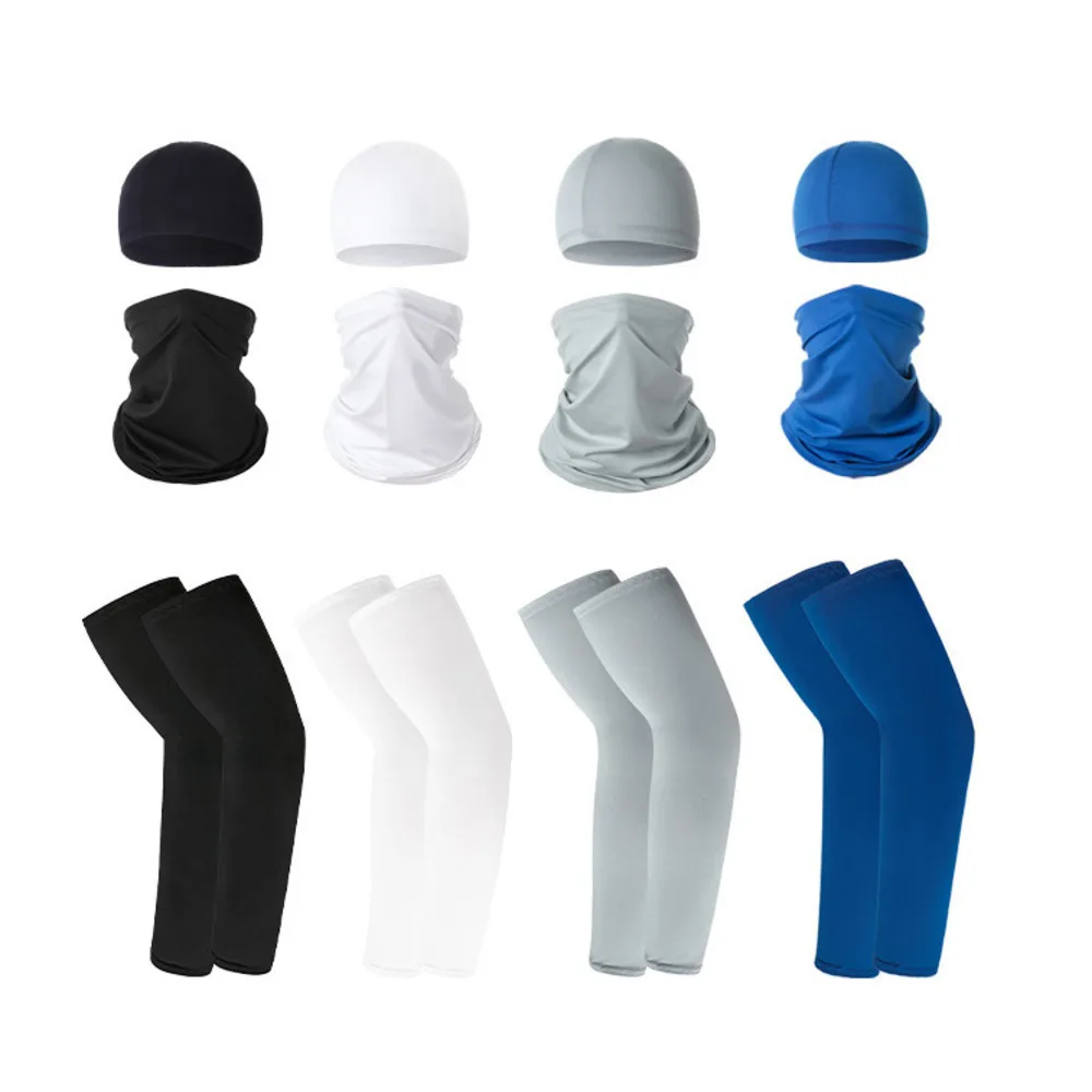 Set di maschere sportive all'aperto con protezione solare traspirante in seta di ghiaccio, foulard magico, asciugatura rapida, leggero, per ciclismo_voghion.com