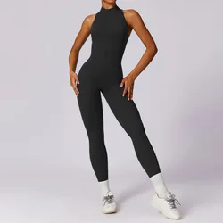 Women's Activewear Zipper Jumpsuit - Fitness & Yoga Outfit - M (Advanced Black)
