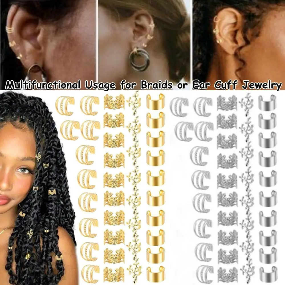 

Silver Color Hair Jewelry Alloy Braid Accessories Non Piercing Ear Cuffs Braid Jewelry Tools Hair Accessories Hair Cuff Rings