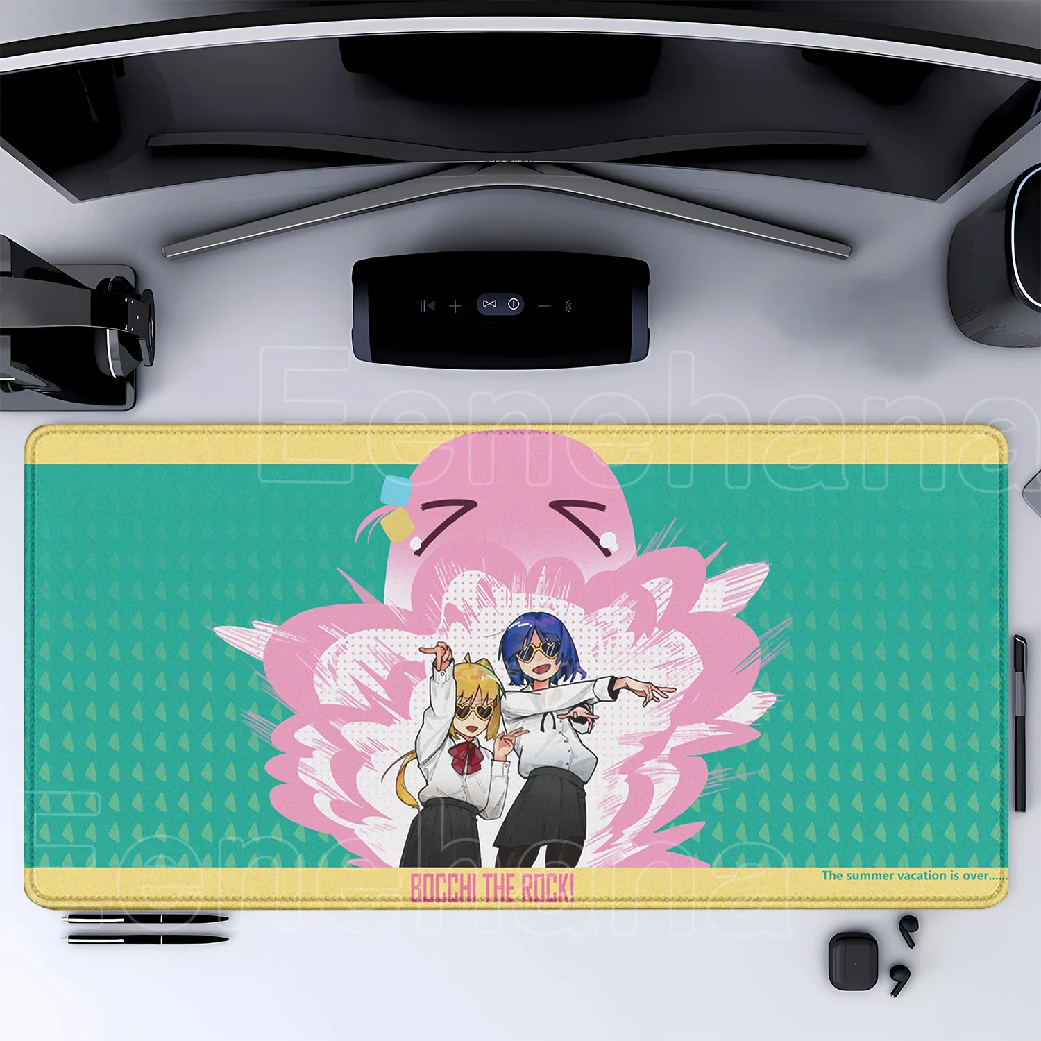 Bocchi The Rock Large Gaming Mousepad - HD Print Rubber Desk Mat with Locking Edge and Non-Slip Base