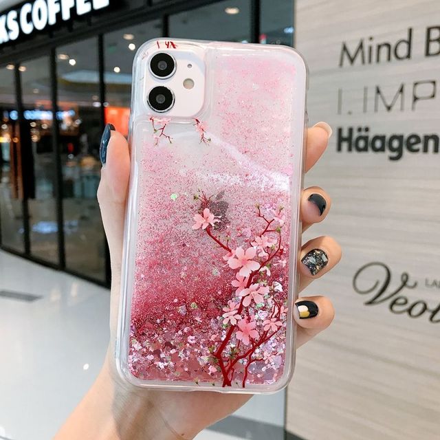 Quicksand Cover for iPhone 13 12 11 Pro Max Liquid Hard Phone Shell for iPhone 6 6S 7 8 Plus X XR XS Cute Apps Icon Case