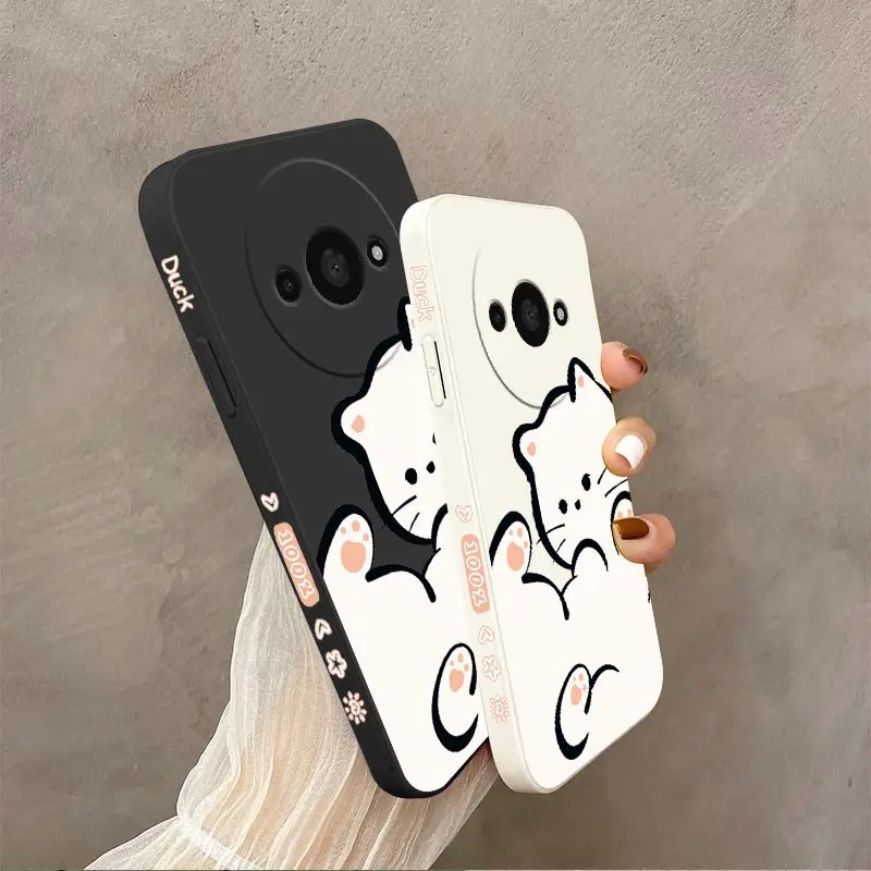 White Cloud Cat Silicone Phone Case - Shatterproof and Camera Protected, Soft Back Cover