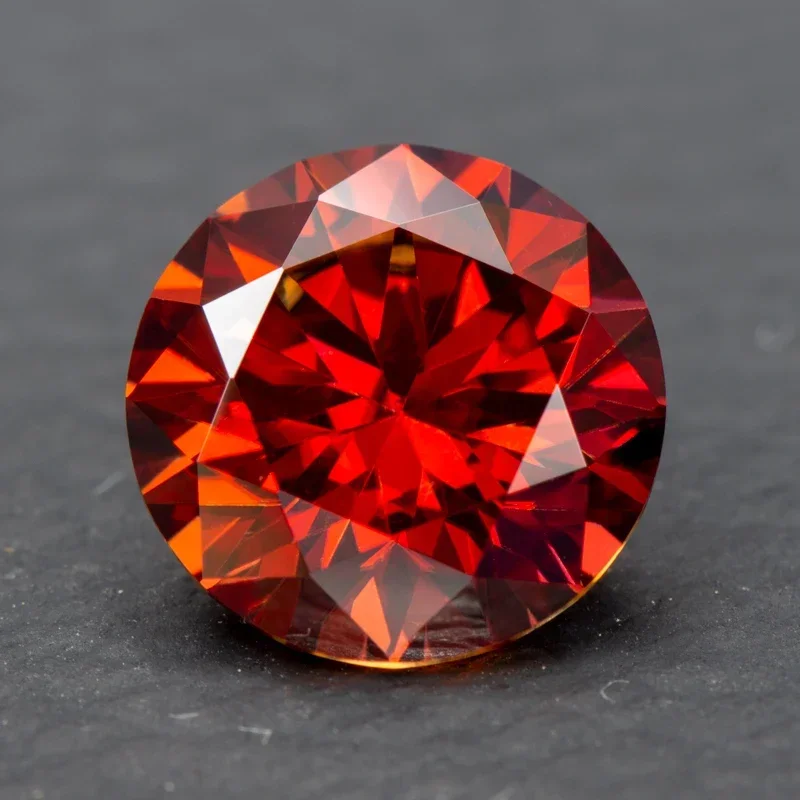 Moissanite Jewelry Materials Garnet Red Round Cut Gemstone Lab Grown Diamond with GRA Certificate