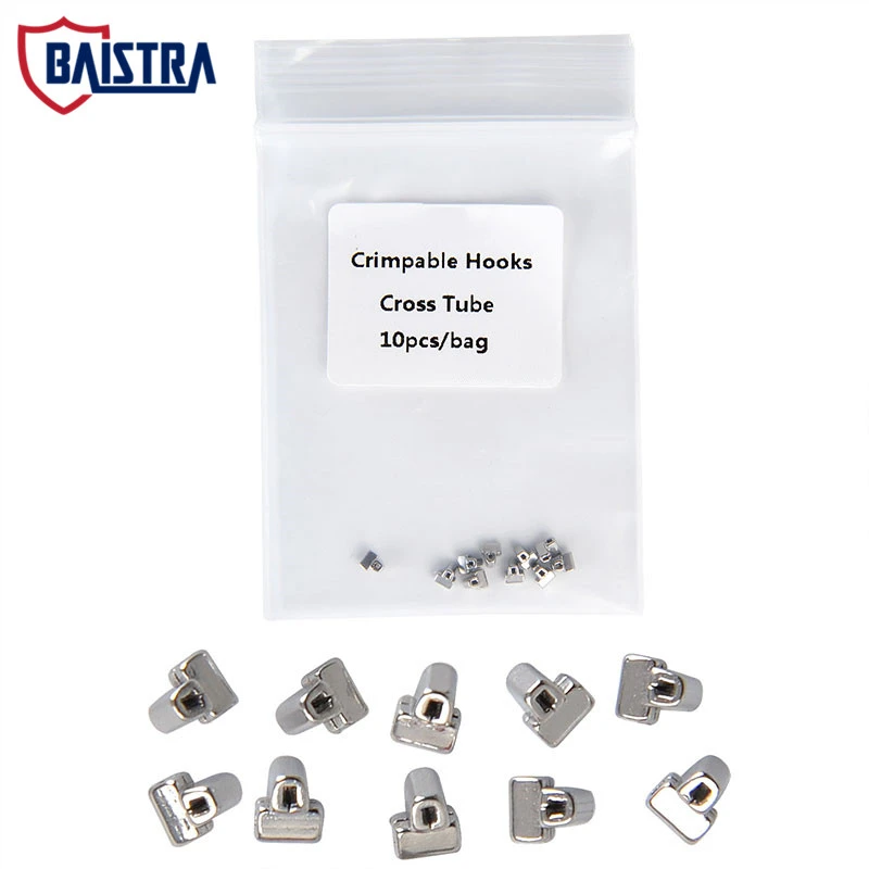 10Pcs/Bag Dental Orthodontic Crimpable Hooks Cross Tube Dentistry