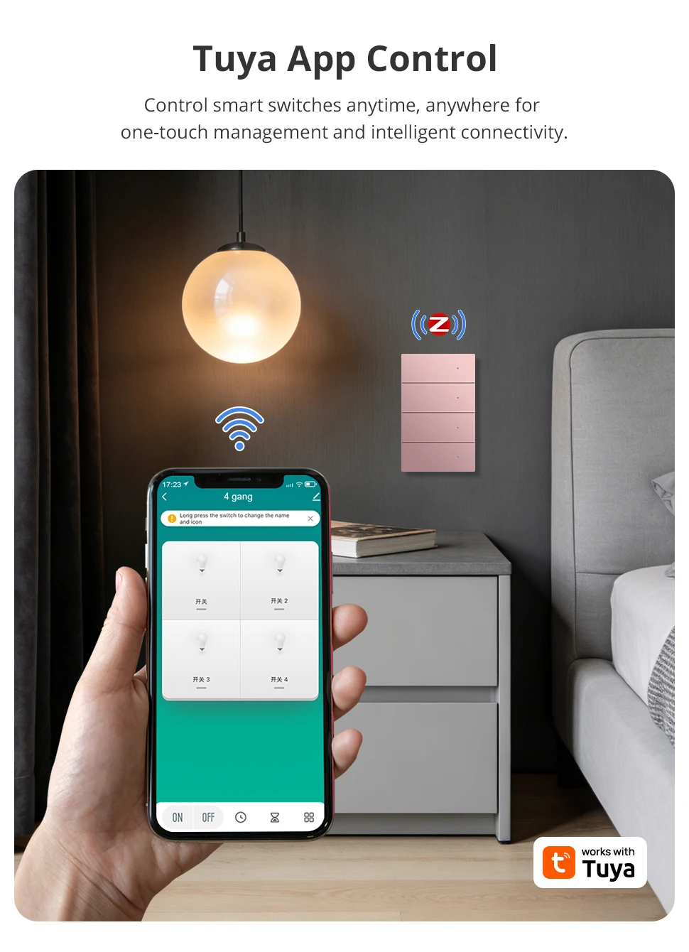 Zigbee Aluminum Alloy Light Switch Full Button Activation 1 2 3 4 Gangs Neutral