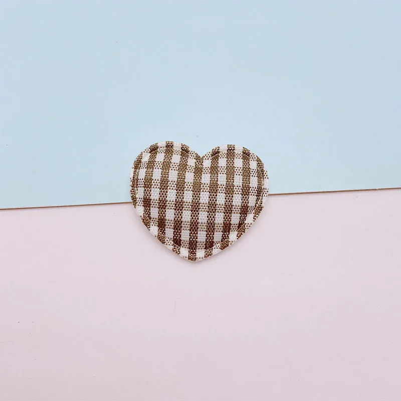 70pcs 3x2,5 cm Gitter Stoff Herz gepolsterte Applikationen für DIY Haars pange Zubehör Kleidungs stück Kopf bedeckung Dekor Patches – Detail 7