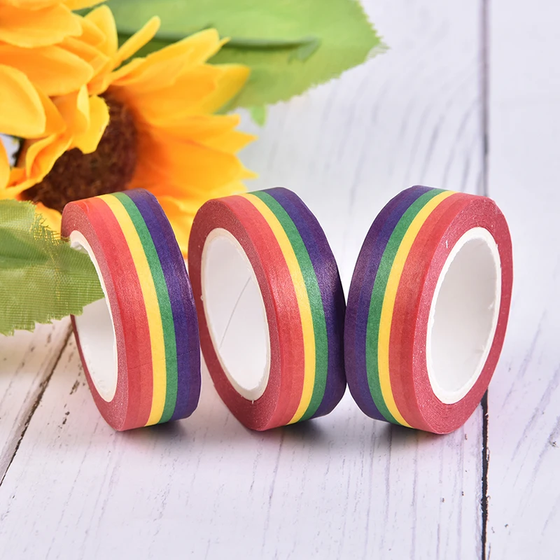 

10m Rainbow Color Sticky Tape Photo Album Scrapbooking Decor Adhesive Washi Tape School Supplies Stationery Tape Masking Tape