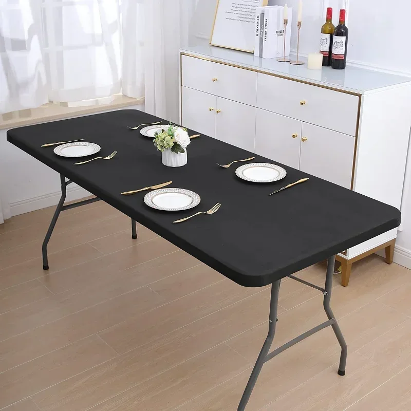 DD 4/5/6/8FT Solid color Rectangle Elastic Table Cover Washable Folding Tablecloth  Indoor Outdoor Picnic Fitted Table Protector