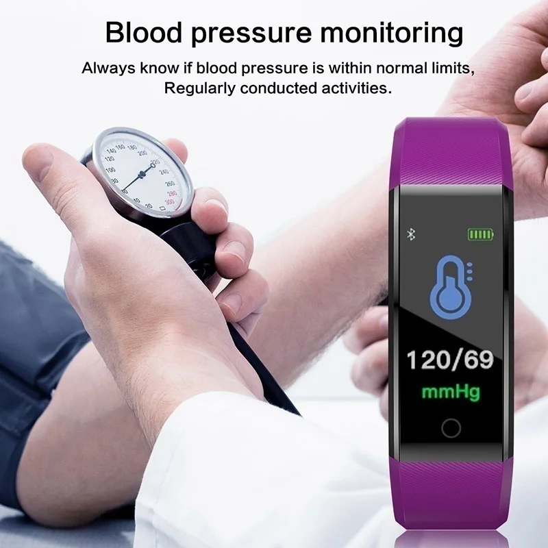 ID115 Smart Bracelet for Men Health Wristband Blood Pressure Monitor Women Clock Display Sport Tracker Heart Rate Wristwatch