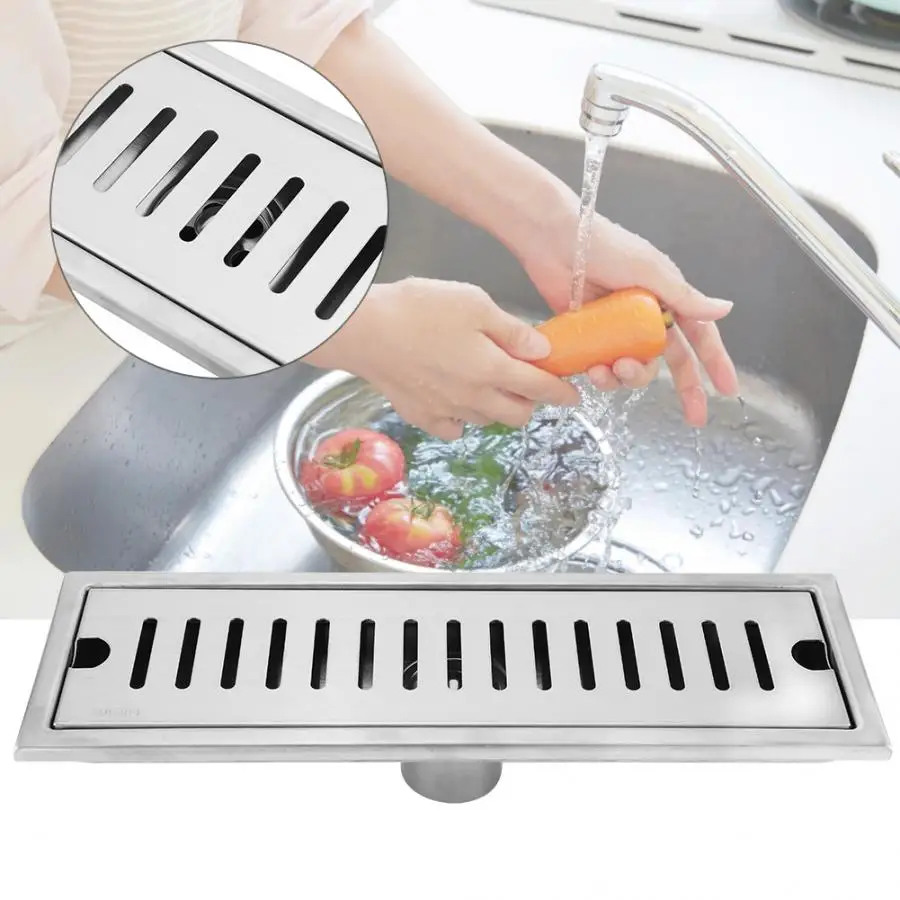 Floor Drain Cover Large Stainless Steel Rectangle Shower Bathroom Drainage Gully bath accessories | Обустройство дома