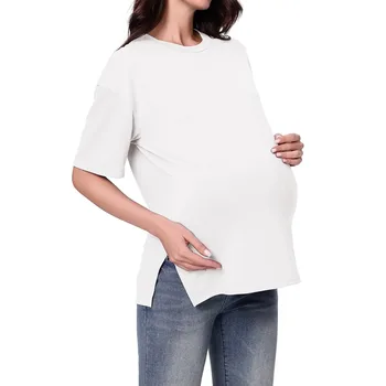 New Summer Maternity Nursing Tops Pregnancy Women Zip Front Short Sleeve Breastfeeding Shirts Soft Stretch Tops