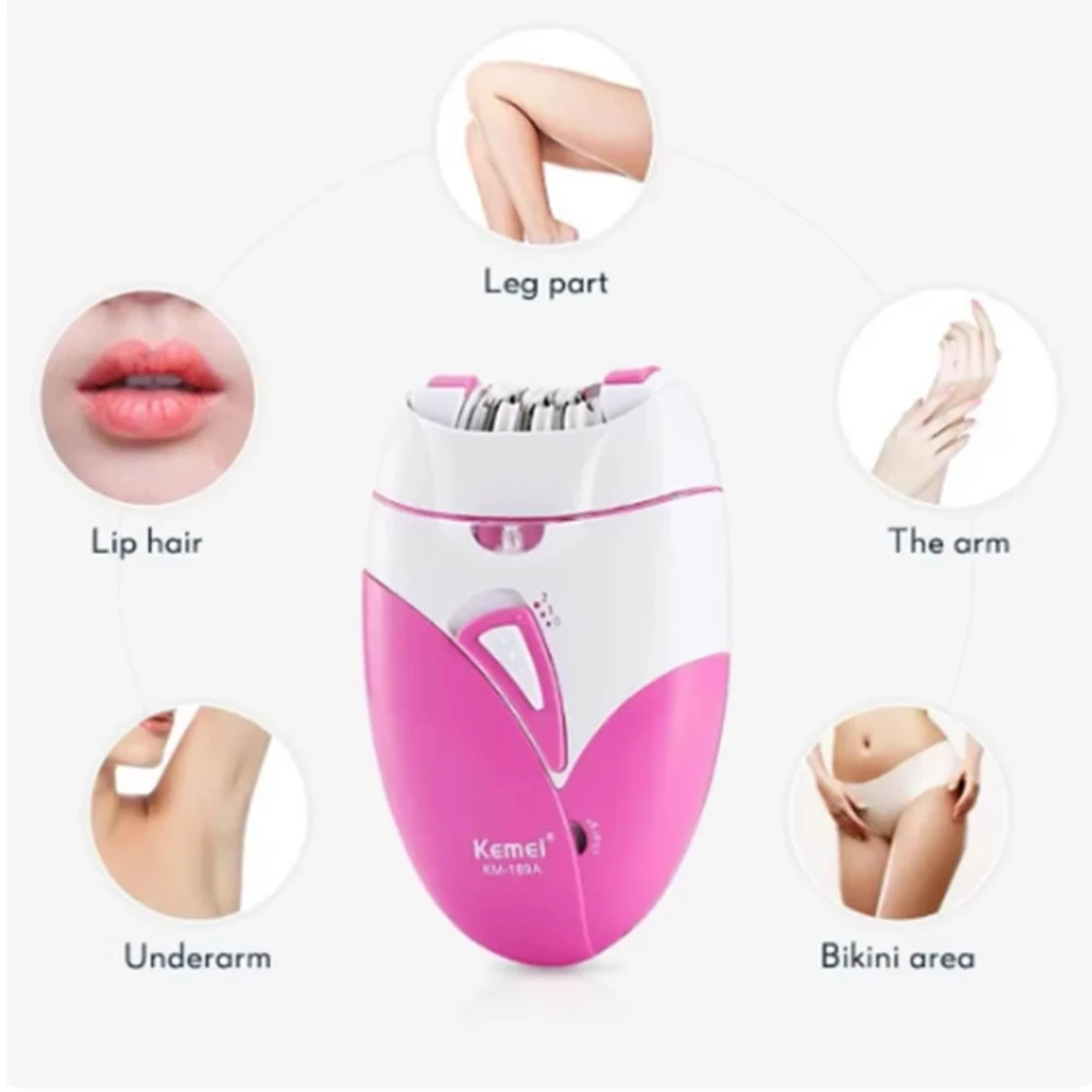 Kemei Lady's Electric Epilator Two Speed Rechargeable Remover Waterproof Portable Women' Shaver for Legs and Bikini Area KM-189A 3