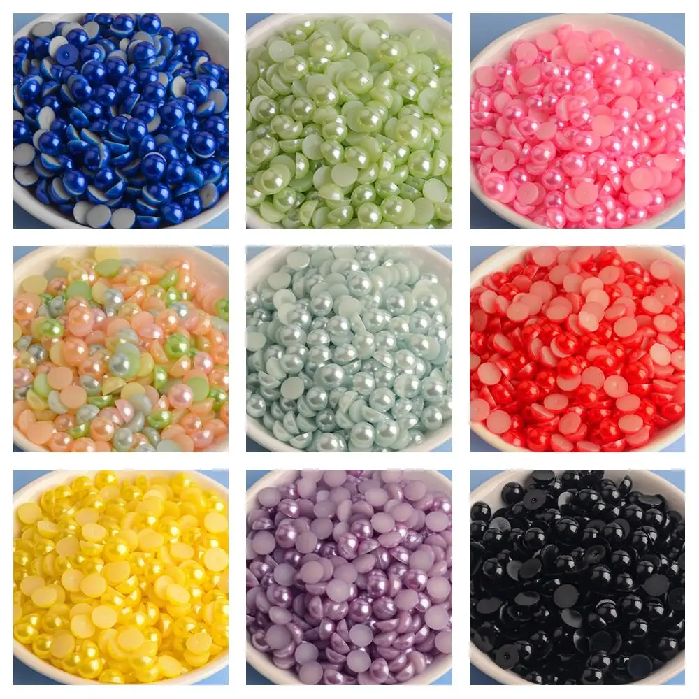 

Many Colors Sizes /3/4/6/8/10/12mm Imitation Pearl ABS Plastic Half Round Loose Beads For Nail Art DIY Crafts Garment Decoration