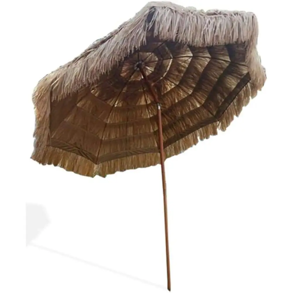 Hawaiian Tiki Umbrella Beach Patio Pool Outdoor Thatched Umbrella Temporary Use Sun Shade Water Resistant Steel Frame 3