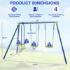 Babyjoy 440 lbs Swing Set 2-in-1 Kids Swing Stand w/Two Swings & One Glider for Backyard 2