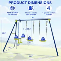 Babyjoy 440 lbs Swing Set 2-in-1 Kids Swing Stand w/Two Swings & One Glider for Backyard 2