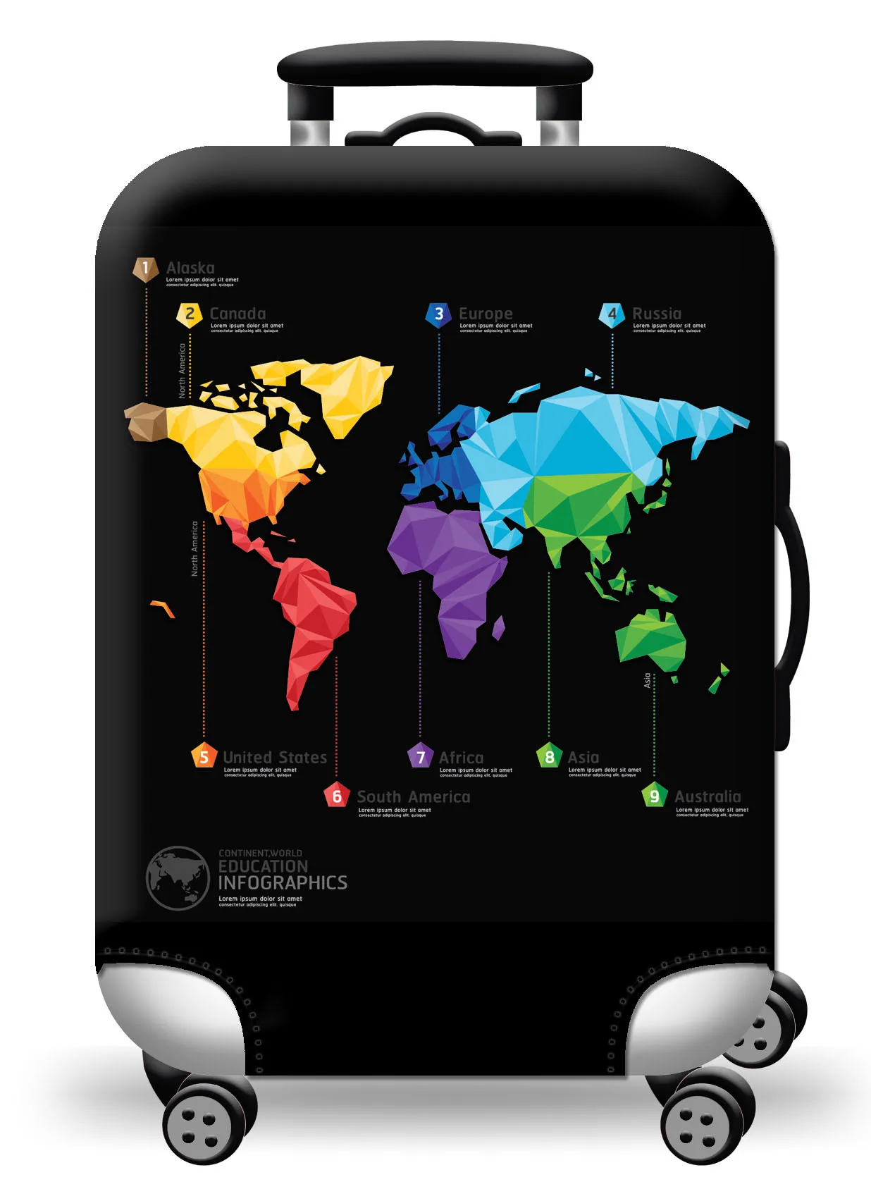 Universal Elastic World Map Luggage Protective Cover - Travel Accessory