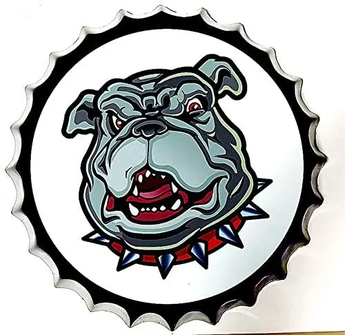 

Tin Sign Bottle Cap Metal Tin Sign Evil Dog Mad Dog Large Dog , Round Metal Signs for Home and Kitchen Bar Cafe Gas Station
