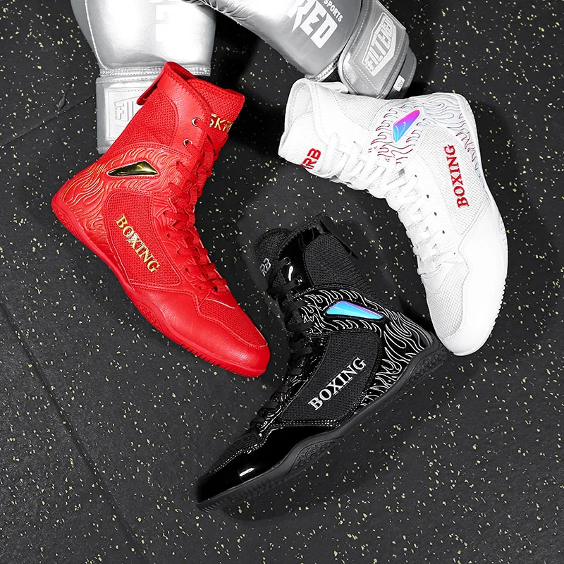 High-top Men Boxing Sneakers Breathable Wrestling Shoes Non Slip Comprehensive Training Shoes Fighting Sanda Wrestling