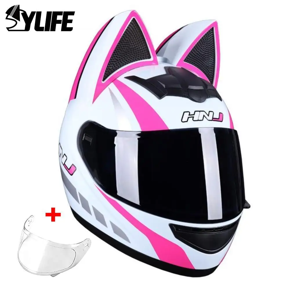 

Helmet Motorcycle Cat Ear Detachable Moto Helmet Capacete De Moto Breathable Full Face Cycling Helmet DOT Gift For Girlfriend