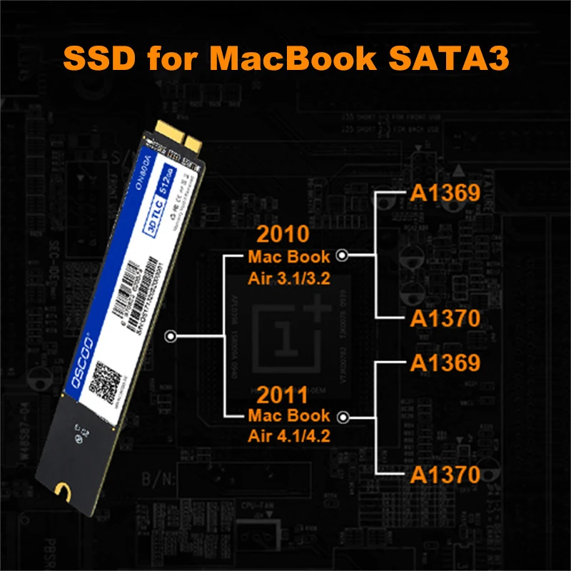 Oscoo-unidade de Estado Sólido para Mac Ssd para Apple Macbook Air A1370 A1369 2010 2011 Emc 2393 2471 2392 1369 128gb 256gb 512gb 1tb - Imagem 3