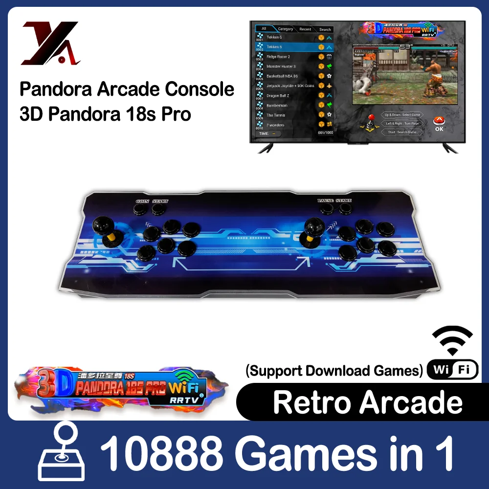 

10888 in 1 Pandora Arcade Console Box 18S Pro 3D Wi-Fi Retro Games Arcade Cabinet Bartop Video Game Machine N64 Tekken 5/6