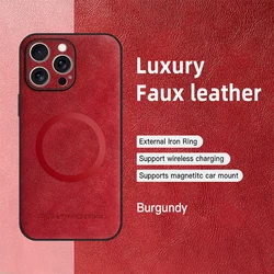 Leather Silicone Phone Case - Luxury Design for iPhone 17 (Claret)