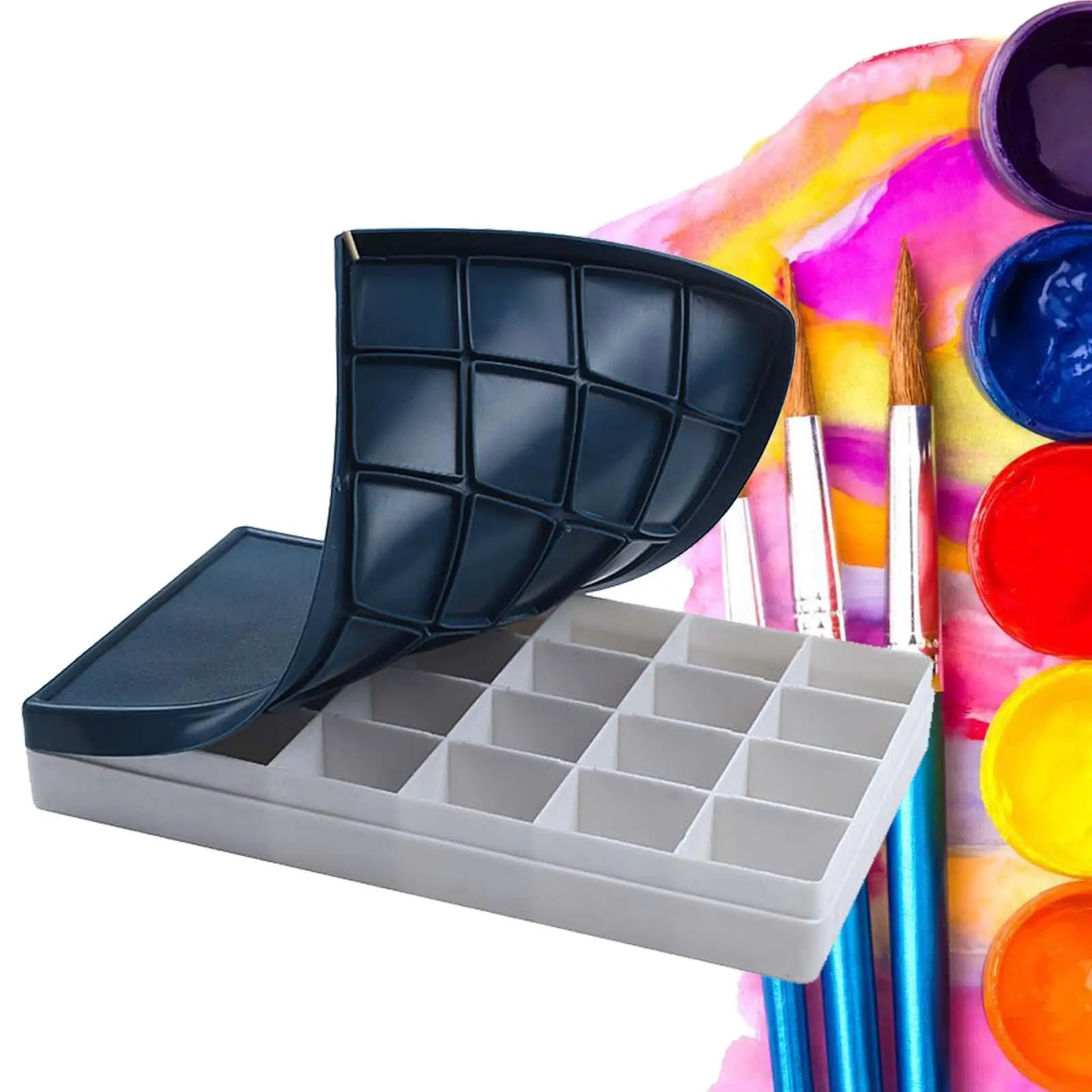 Watercolor Palette Painting Pallet 24 Wells Painting Palette with Lid Foldable Watercolor Paint Box for Oil Paint watercolor palette
