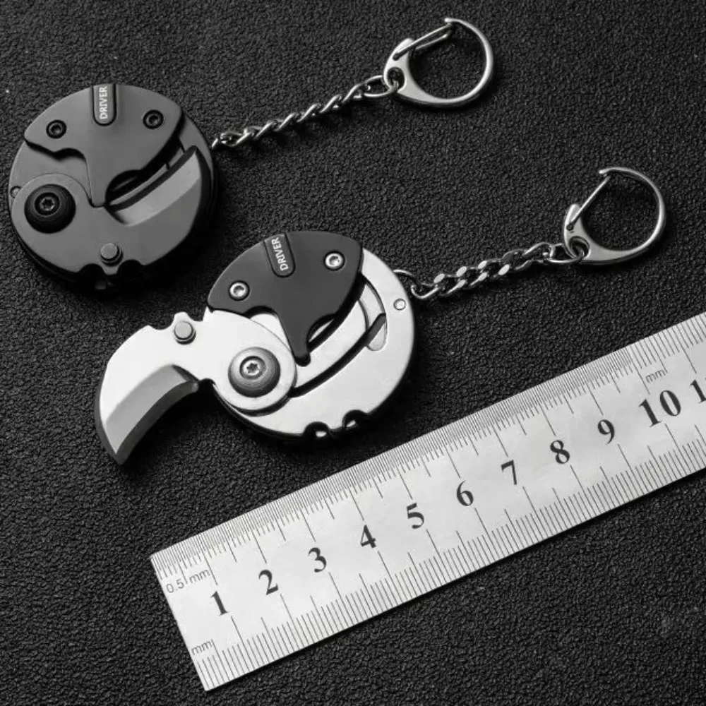 Geschenk-Mini-Schlüsselanhänger mit Schraubendreher, tragbarer Edelstahl-Schraubendreher-Schlüsselanhänger, multifunktionaler Klappanhänger – Detail 4