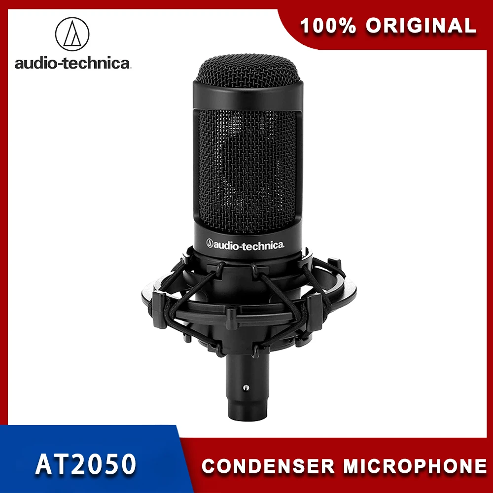 Technica micrófono de condensador selectivo multidireccional para estudio,  equipo de Podcast con cable AT2050, Audio Original 100%| | - AliExpress