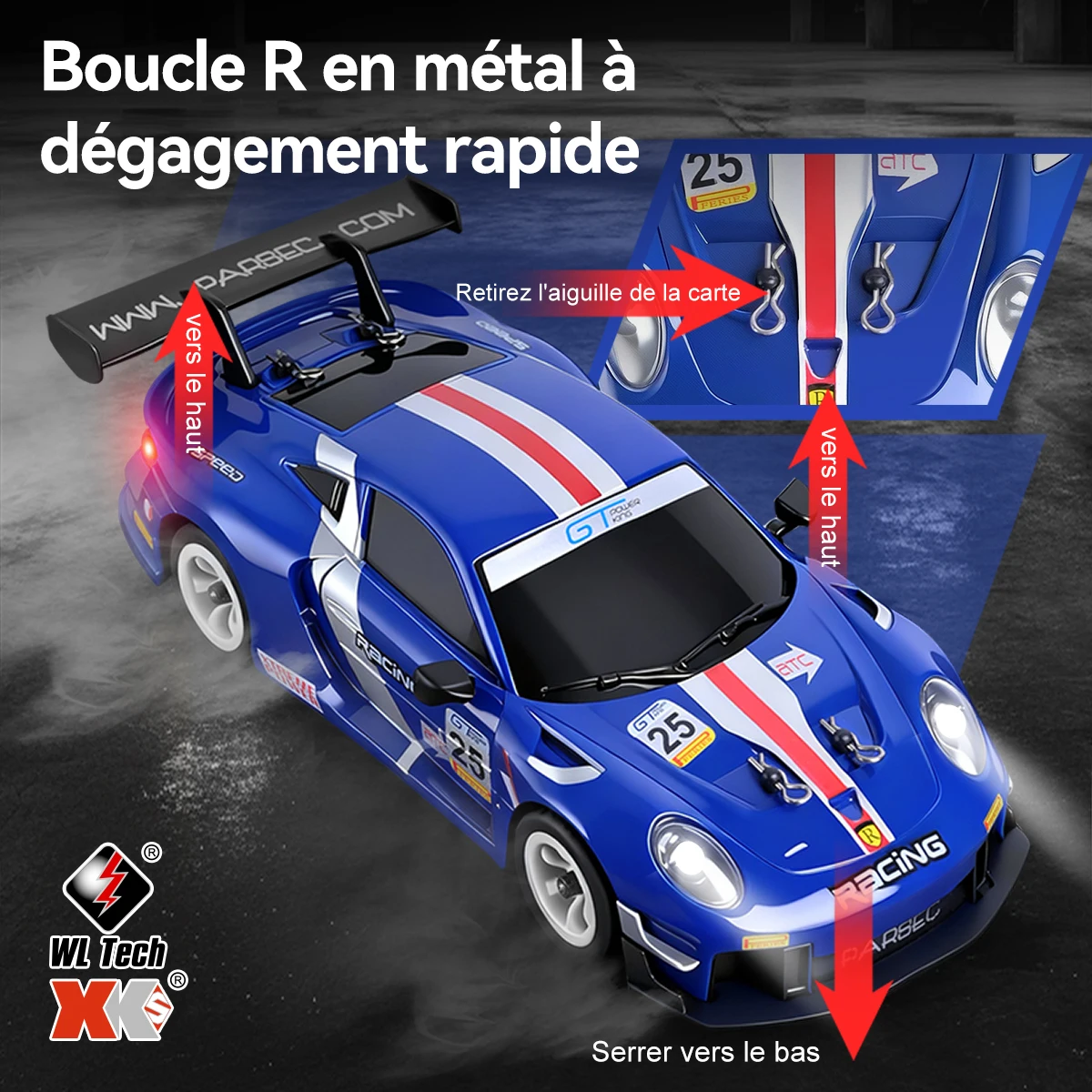 WLtoys 284191 1:28 4WD Gyroscope Voiture RC 30km/h LED