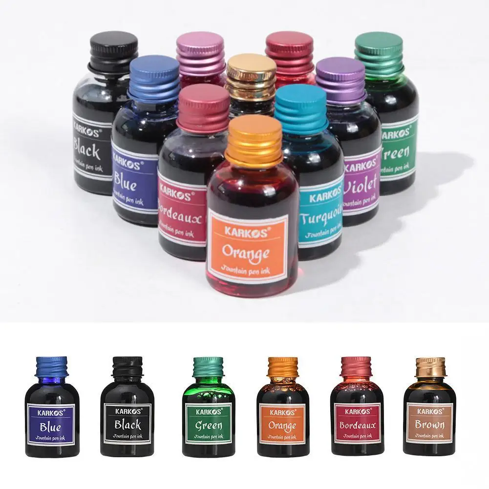 Vibrant 10-Color Fountain Pen Ink Set - 30ML Bottles