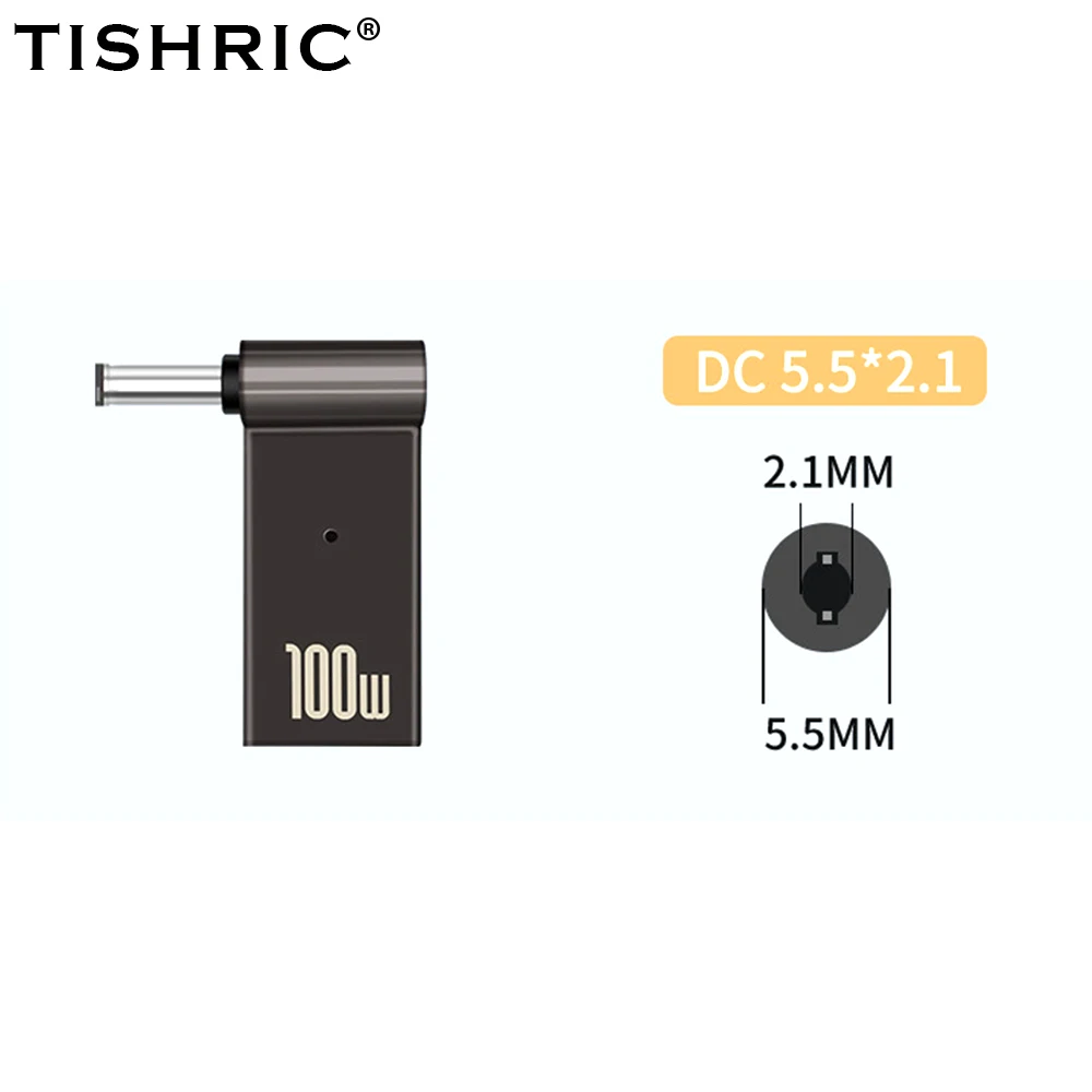 100W Laptop Power Charger Converter - Type-C to DC Male Adapter