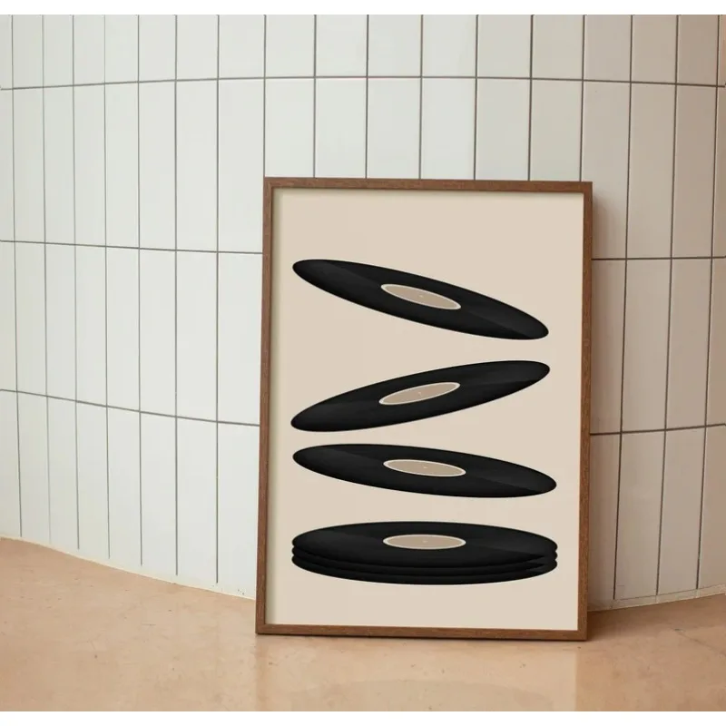 Vintage Vinyl Record Canvas Art - Minimalist Turntable Wall Decor