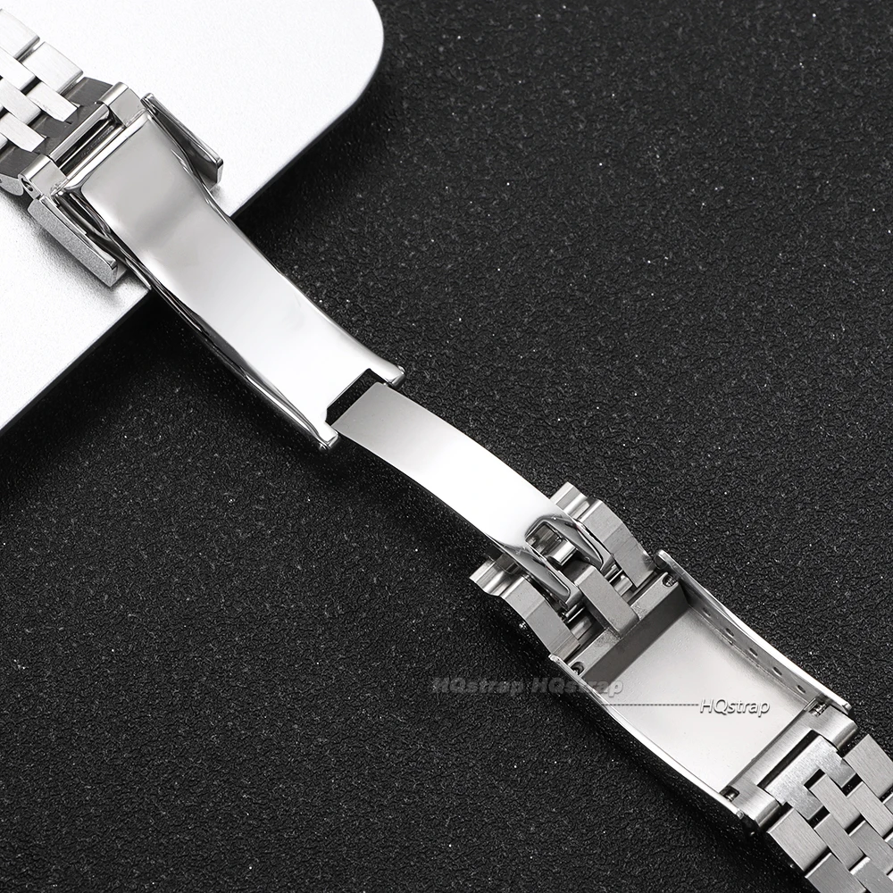 Luxury Stainless Steel Watch Strap with Flat Curved End Bracelet Design