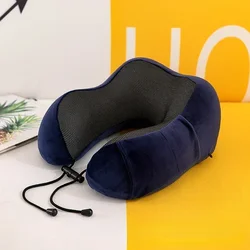 Ergonomic Memory Foam Travel Neck Pillow - Soft U - Shaped Support for Ultimate Comfort (Dark blue)