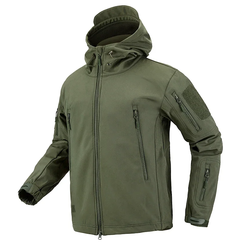 

Shark Skin Soft Shell Jackets for Men Tactical Windproof Waterproof Camping Hooded Bomber Coats