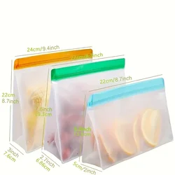 Eco - Friendly Reusable Silicone Food Storage Bag - Leakproof and Stand - Up Design - 3pcs set (Color Random)