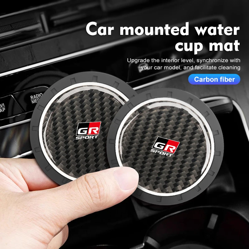 Car Coasters Water Cup Holder Anti-Slip Slot Mat Bottle Holder for Toyota GR Sport Gazoo Racing Yaris 86 Corolla Hilux Supra