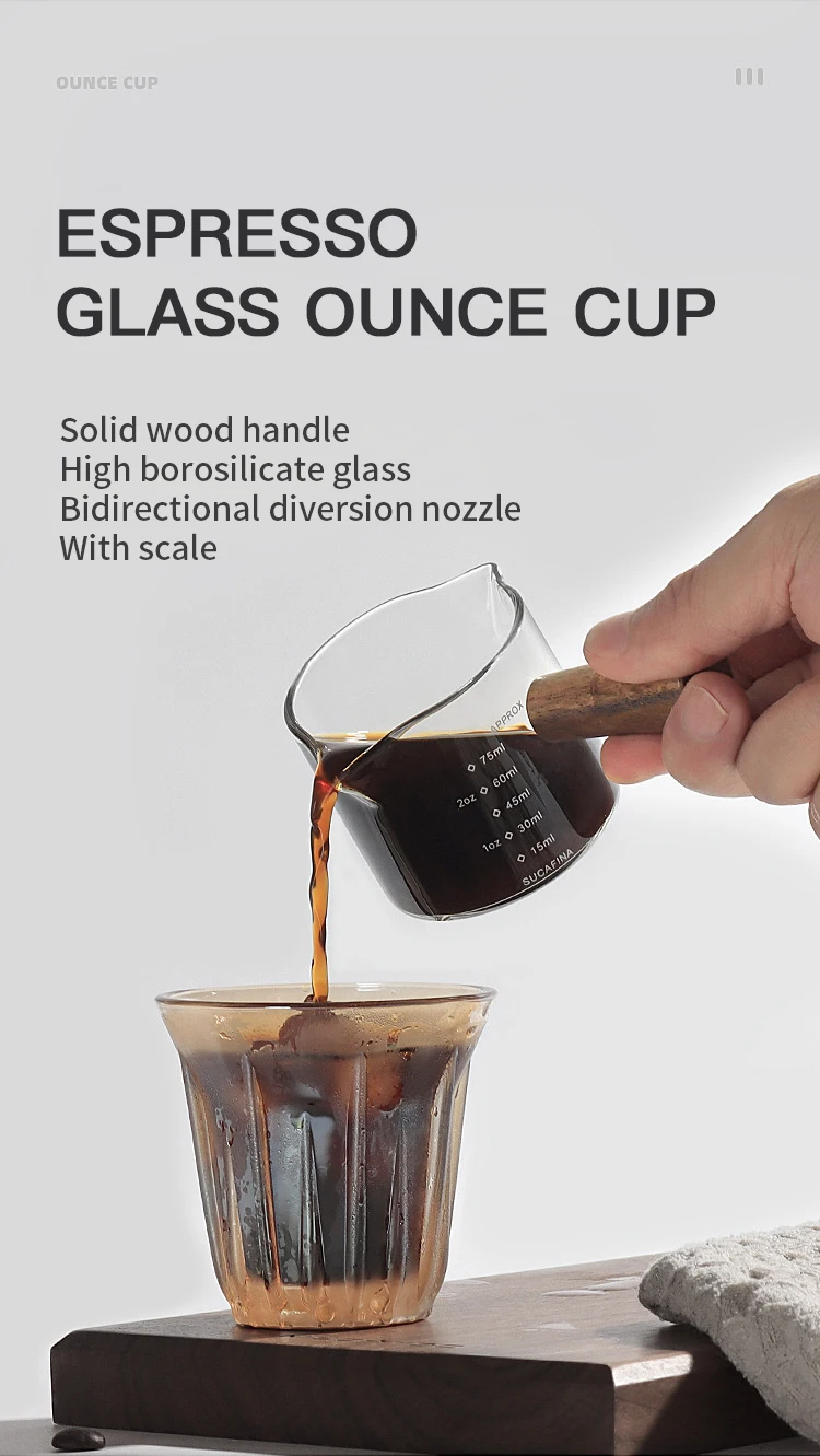 Description Picture 2 of itemEspresso Cup Coffee Measuring Shot Glass Extraction Jug Heat-Resistant With Scale 75ml 100ml Milk Latte Barista Tool Accessories