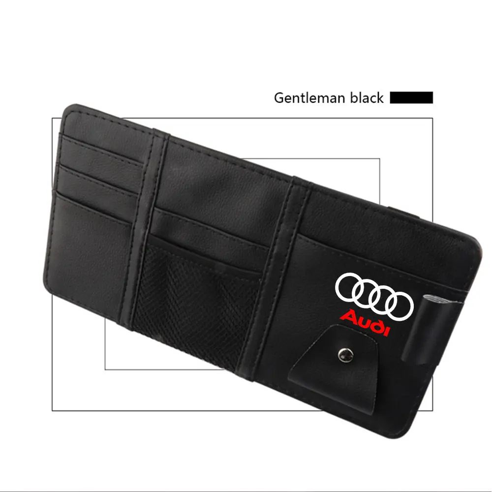Audi 3152000700 Lederen Kaarthouder Portemonnee Portemonnee Etui Ringen Logo Geldclip Creditcardhouder, Zwart