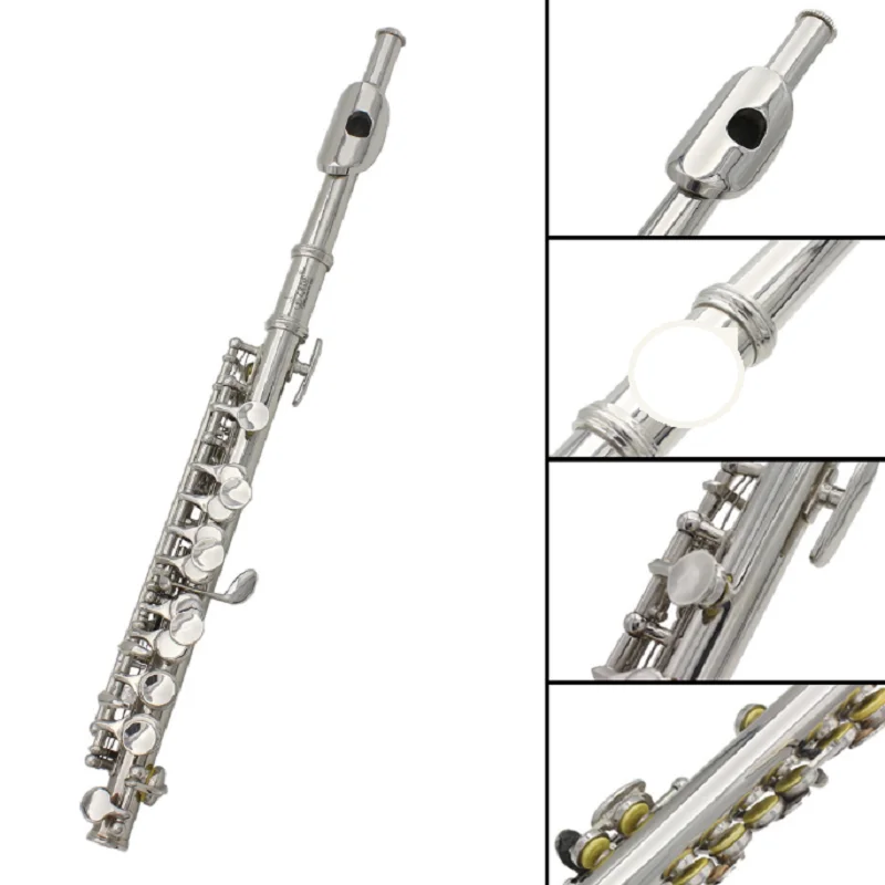 Silver C key 16 hole piccolo white copper pipe body plus E key western musical instrument